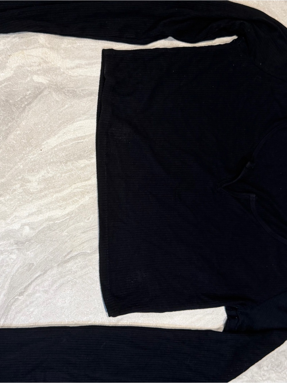 Garage Black Long Sleeve Ribbed Crop Top